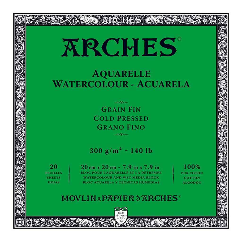 Arches Watercolor Block White Natural Travel Journal  140lb Cold Press, 20cm x 20cm