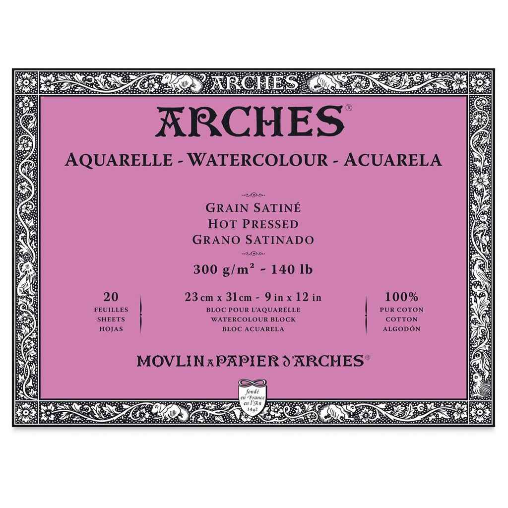 Arches Watercolor Block White Natural Travel Journal  140lb Hot Press, 23cm x 31cm