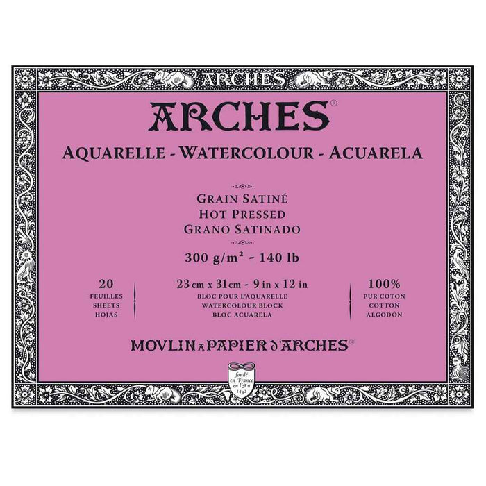 Arches Watercolor Block White Natural Travel Journal  140lb Hot Press, 23cm x 31cm
