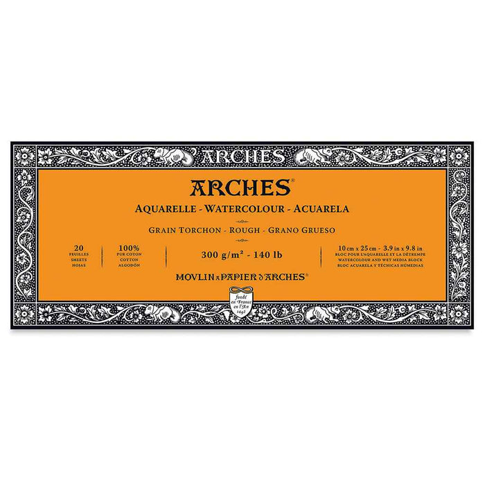 Arches Watercolor Block White Natural Travel Journal  140lb Rough, 10cm x 25cm