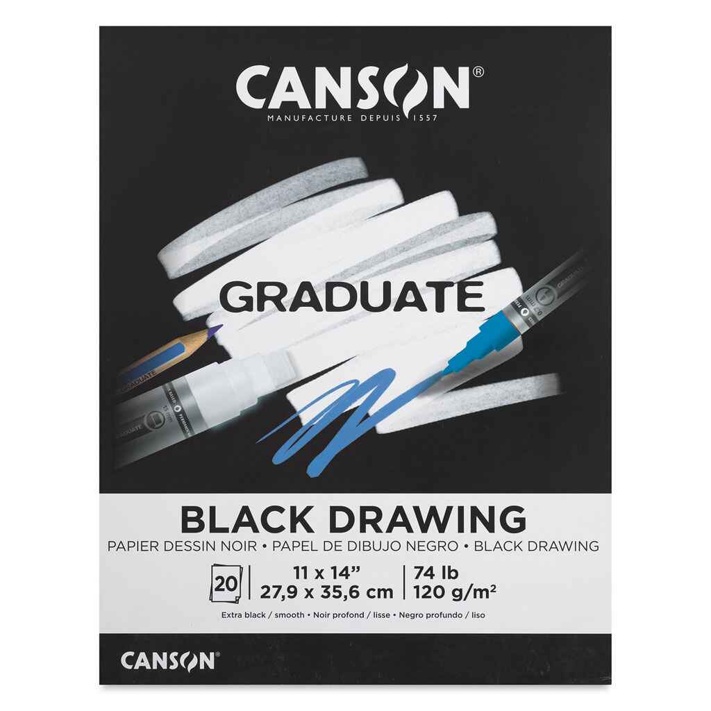 Canson Graduate Black Drawing Pad 11in x 14in, 20 Sheets
