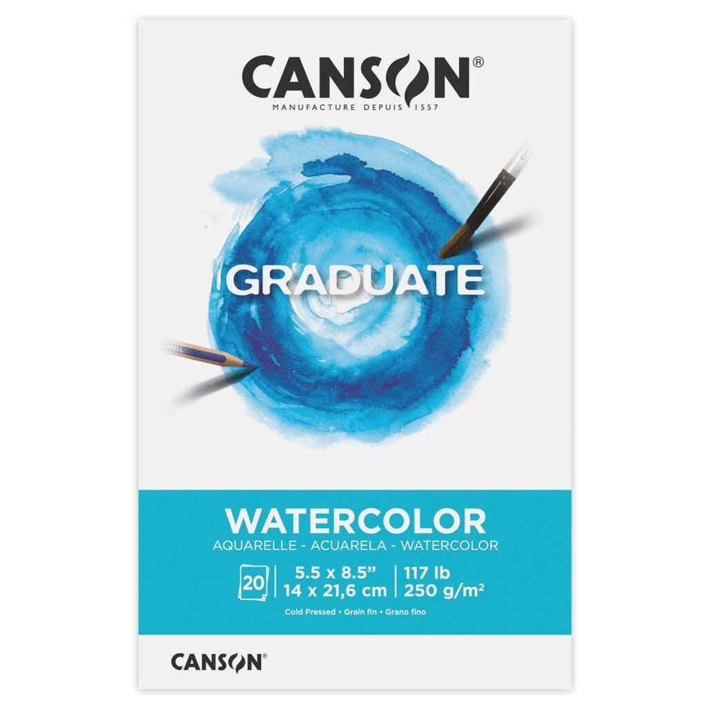 Canson Graduate Watercolor Pad 5.5in x 8.5in, 20 Sheets