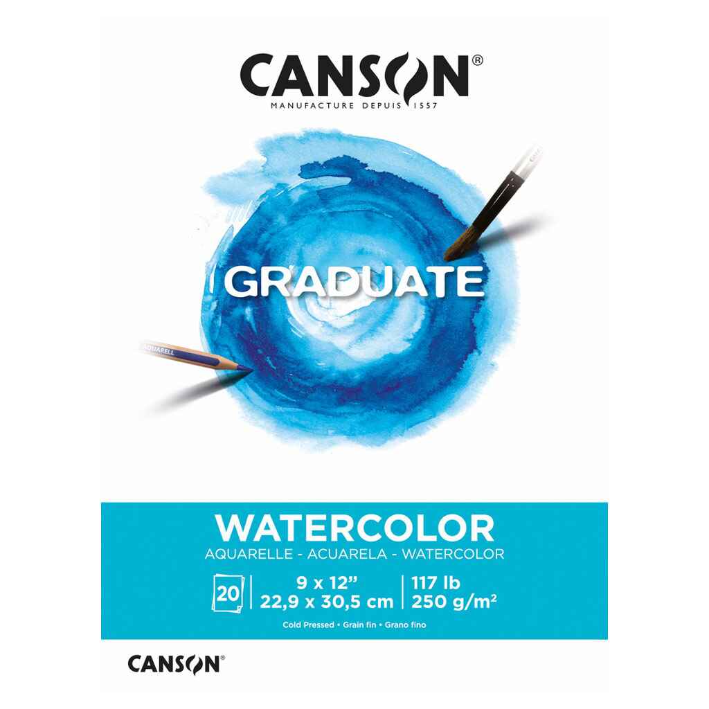 Canson Graduate Watercolor Pad 9in x 12in, 20 Sheets
