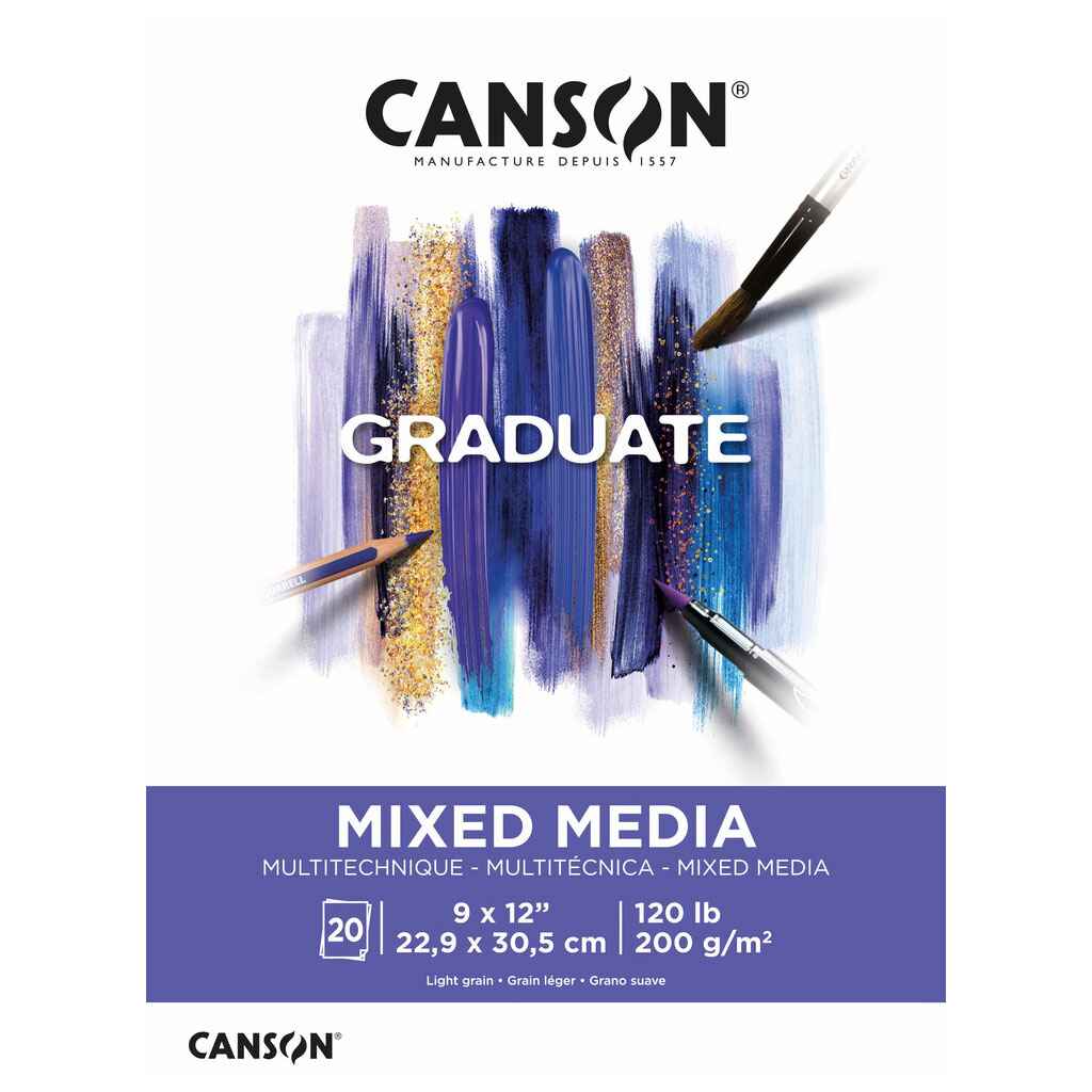 Canson Graduate Mixed Media Pad 9in x 12in, 20 Sheets
