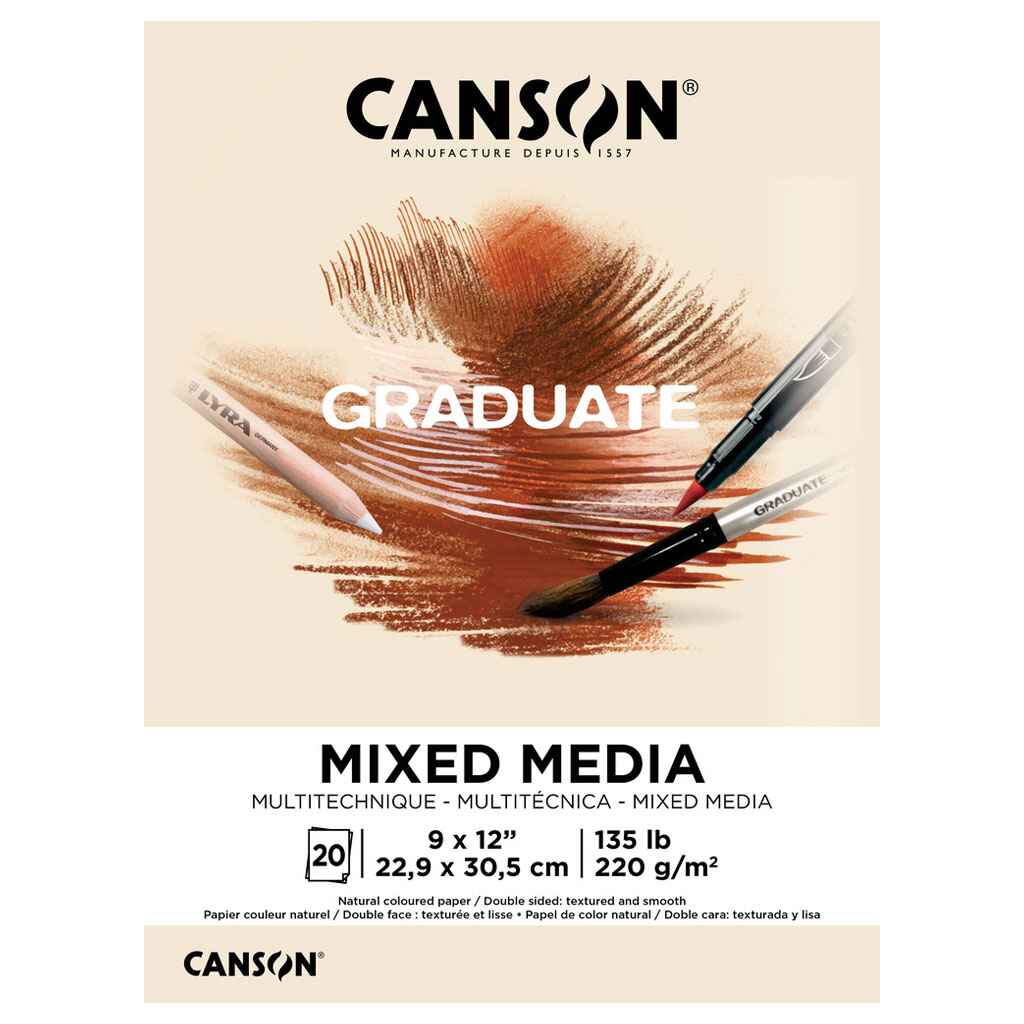 Canson Graduate Toned Mixed Media Pad Natural 9in x 12in, 20 Sheets