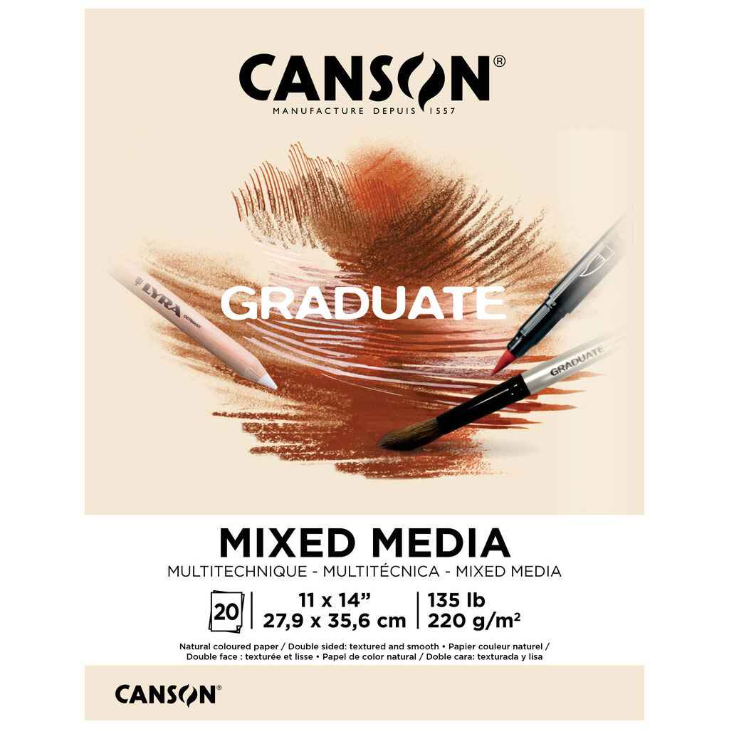 Canson Graduate Toned Mixed Media Pad Natural 11in x 14in, 20 Sheets