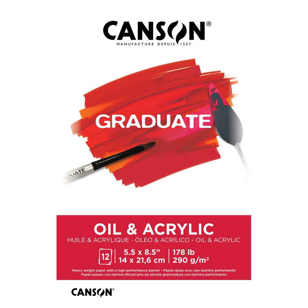 Canson Graduate Oil and Acrylic Pad 5.5in x 8.5in, 12 Sheets
