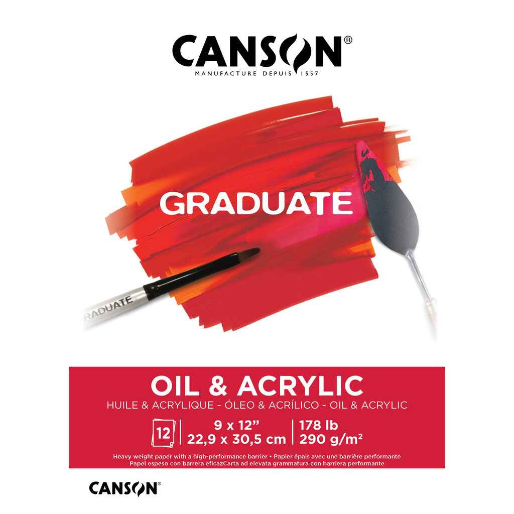 Canson Graduate Oil and Acrylic Pad 9in x 12in, 12 Sheets