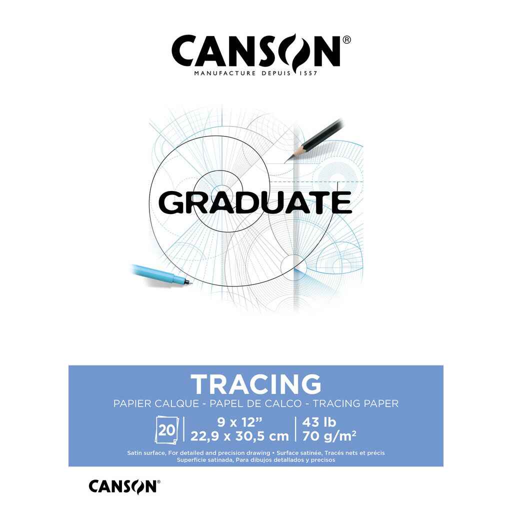 Canson Graduate Tracing Pad 9in x 12in, 20 Sheets