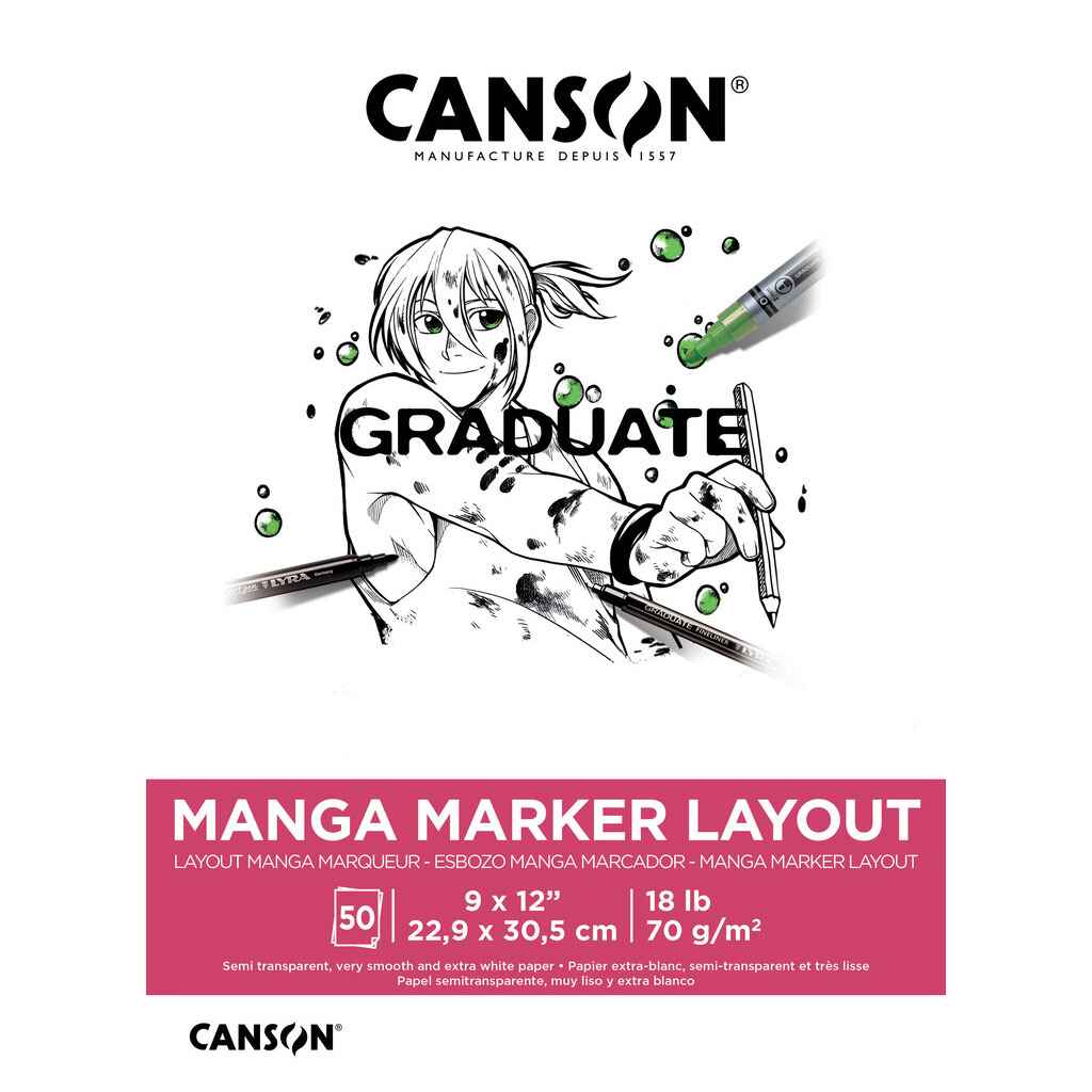 Canson Graduate Manga Marker Layout Pad 9in x 12in, 50 Sheets