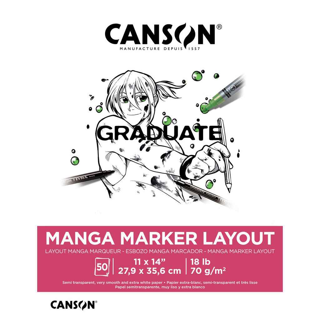Canson Graduate Manga Marker Layout Pad 11in x 14in, 50 Sheets