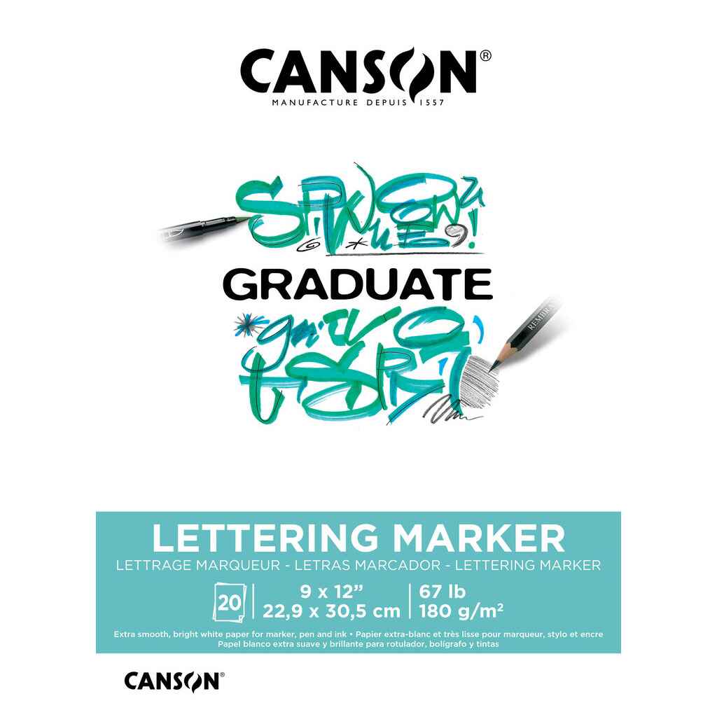 Canson Graduate Lettering Marker Pad 9in x 12in, 20 Sheets