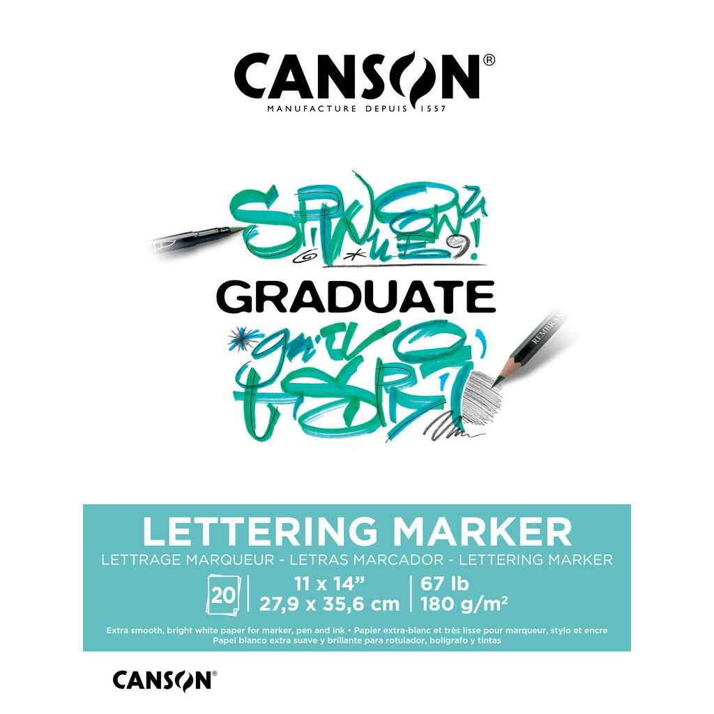 Canson Graduate Lettering Marker Pad 11in x 14in, 20 Sheets