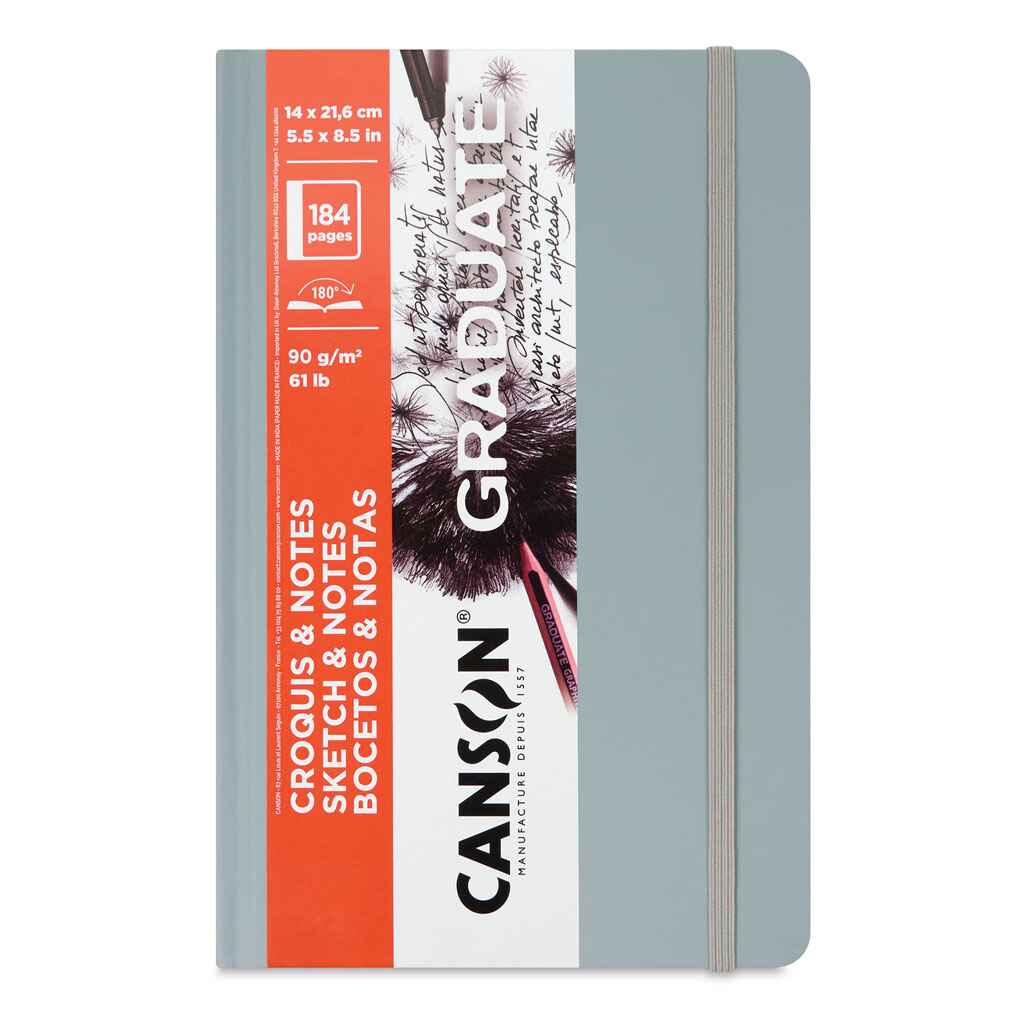 Graduate Sketch &amp; Notes Book 14cm x 21cm, Hardcover Light Grey