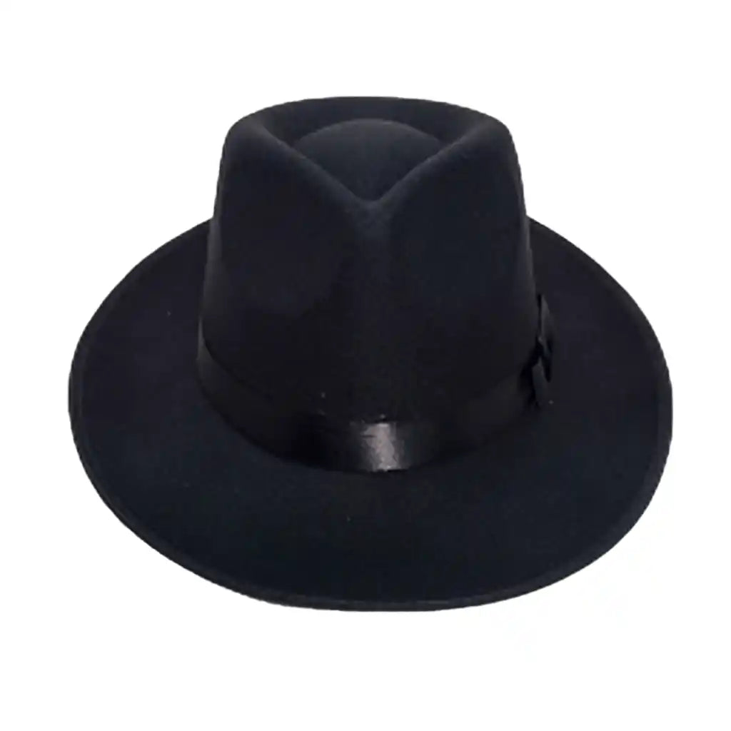 Wide Brim Black Fedora