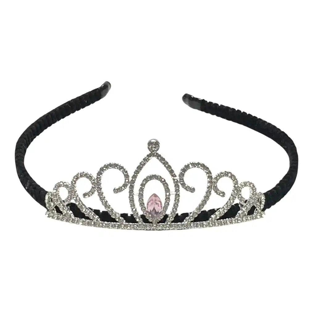Rhinestone Tiara With Rose Stone