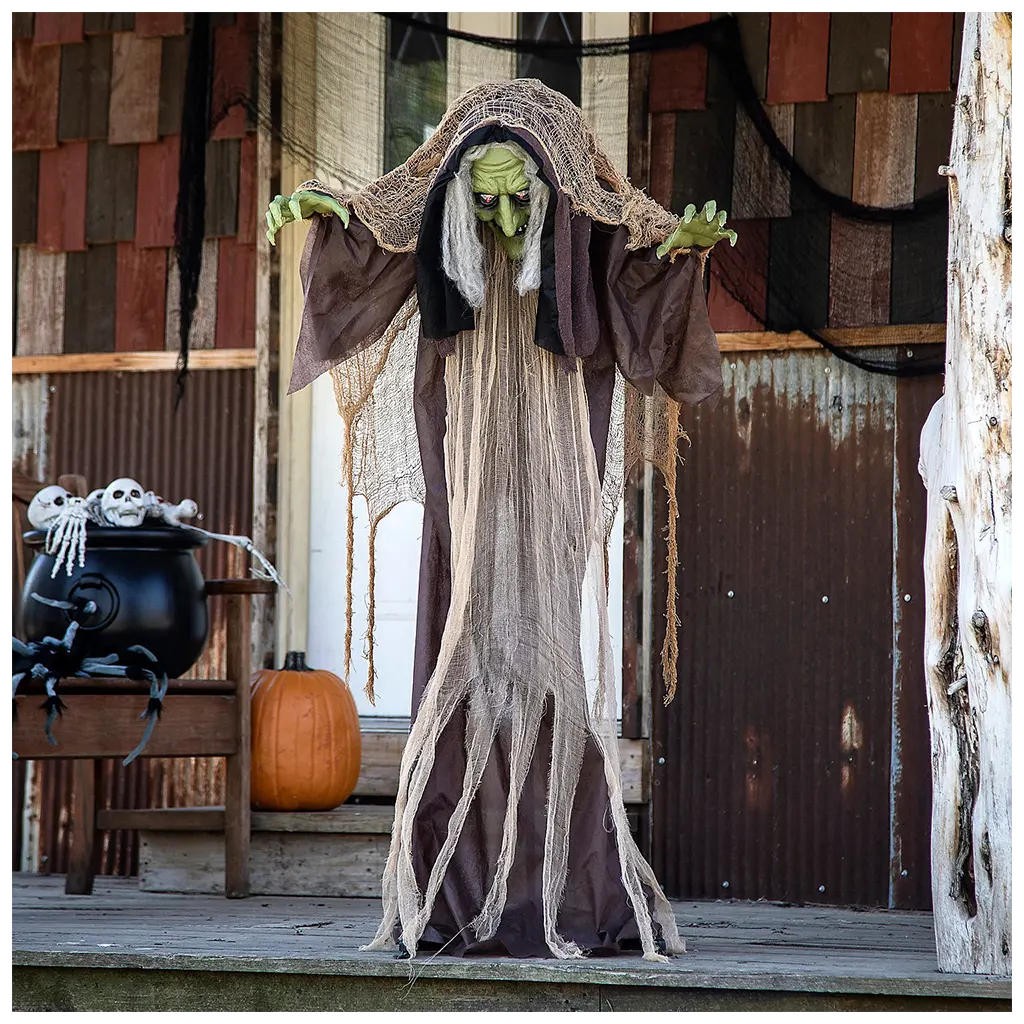 Light-Up Standing Hunchback Witch, 5ft