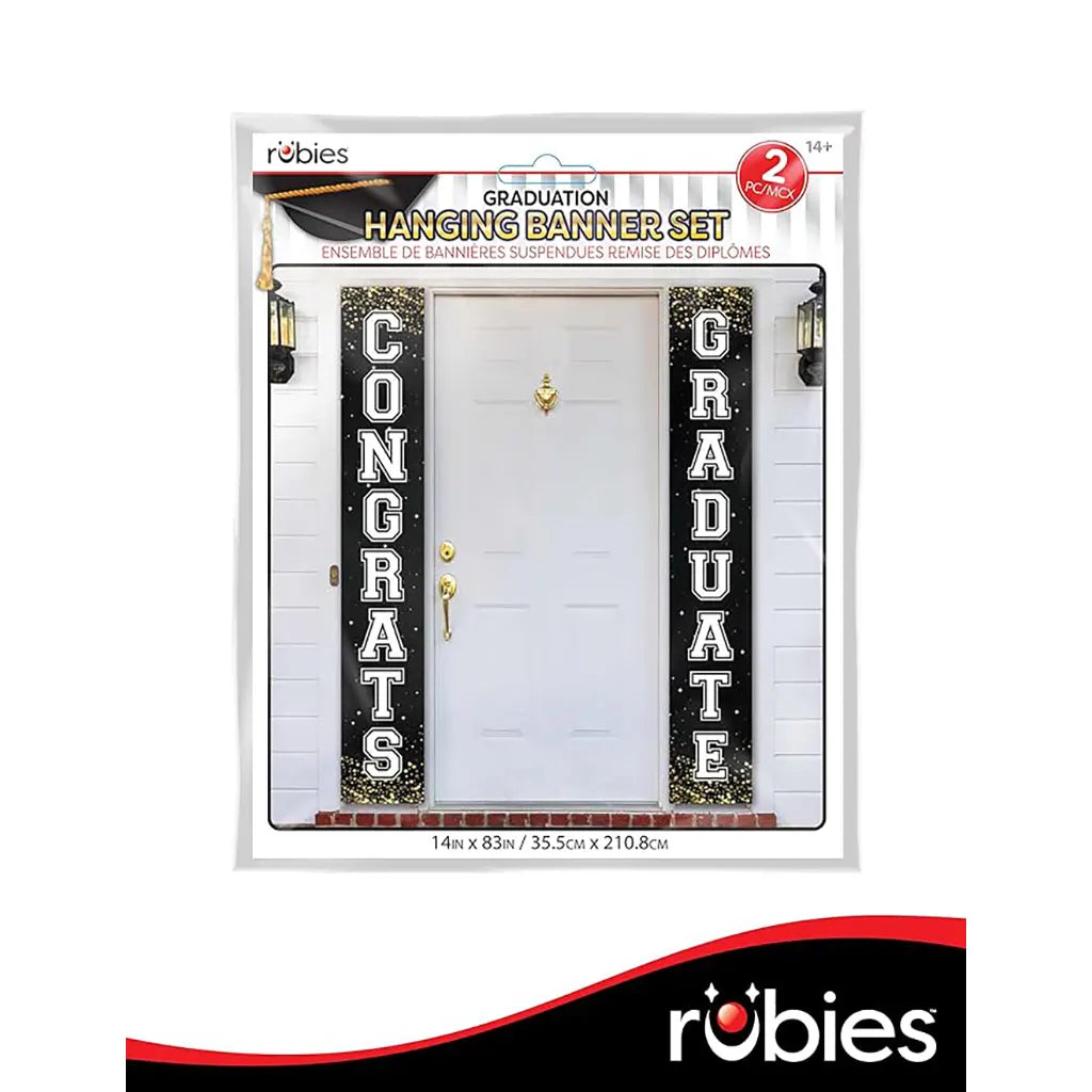 Graduation Fabric Banner 2pc, 84.15in x 13.5in