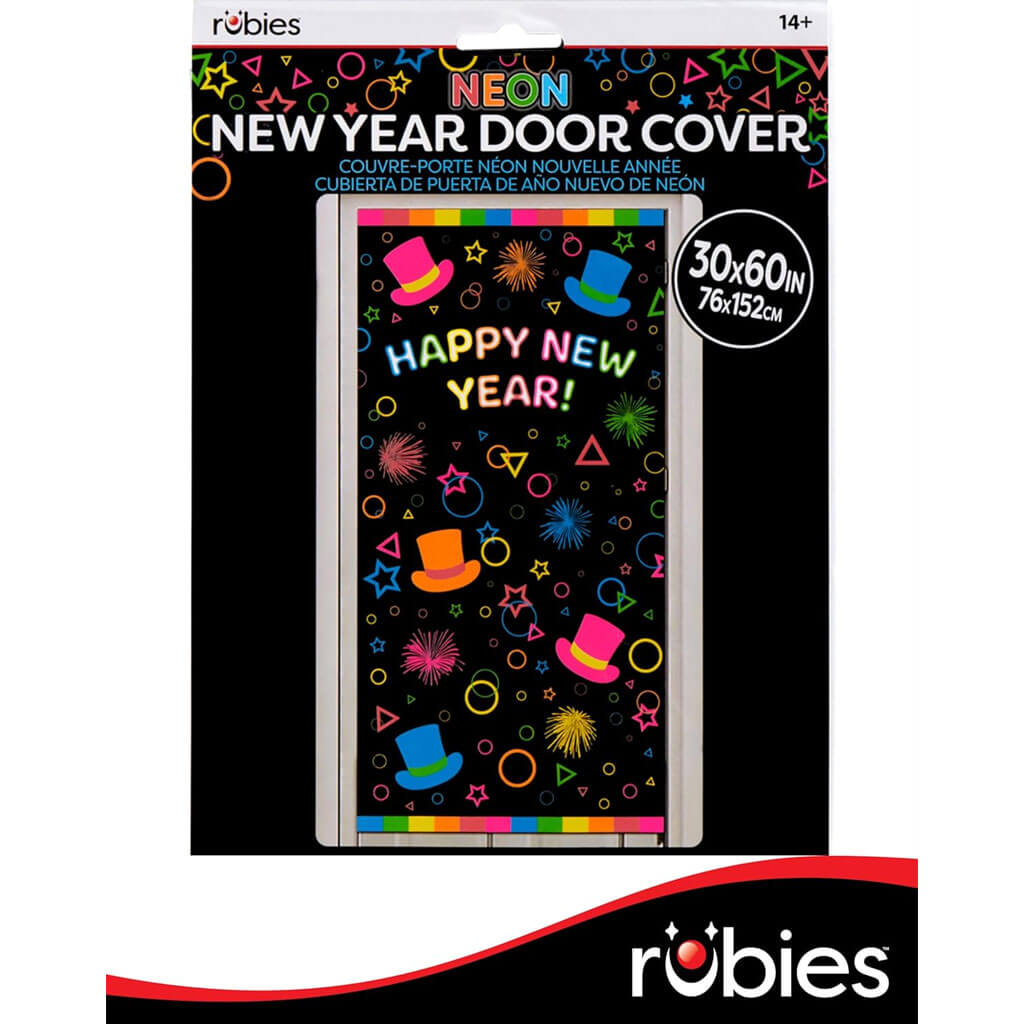 Neon New Years Door Cover, 30in x 60in