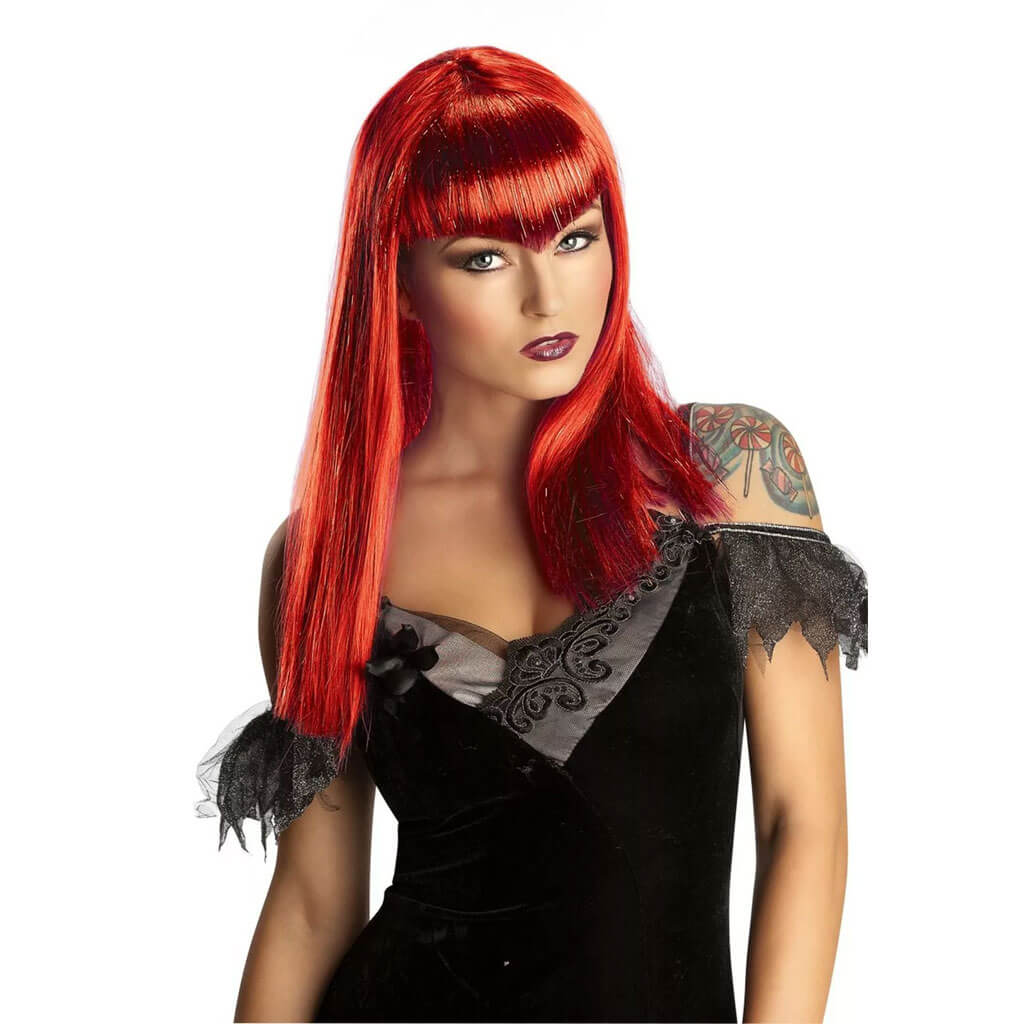 Glitter Vamp Wig, Red