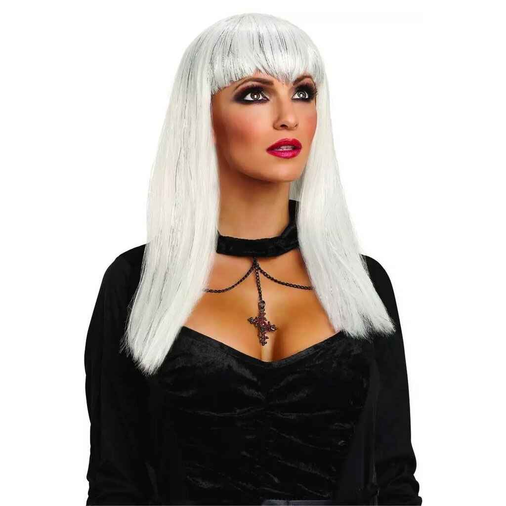 Glitter Vamp Wig, White