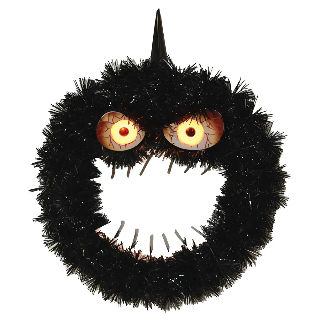 Creepy Light Up Eyes Wreath, 15.7in