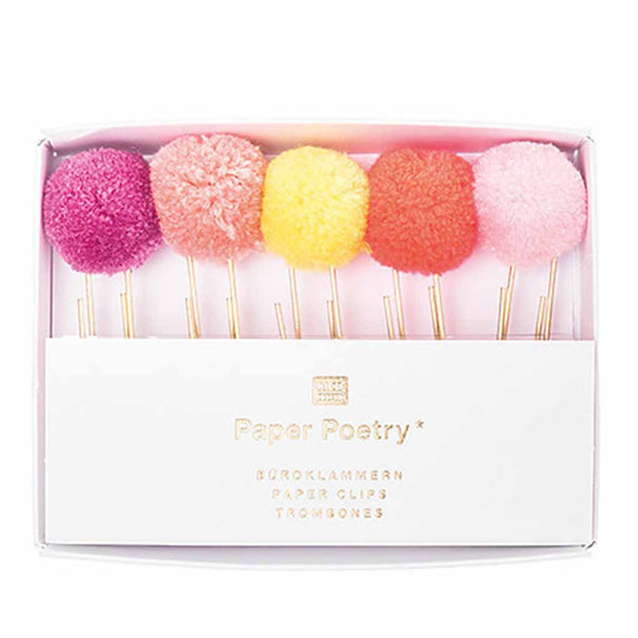 Paper Clips with Pompom Pink Set/5
