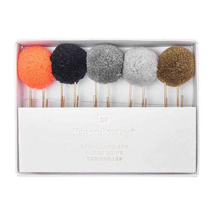 Paper Clips with Pompom Blue Set/5