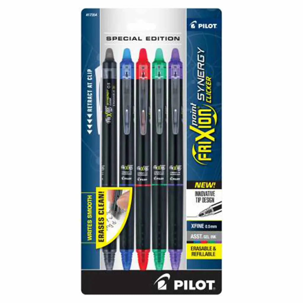 Frixion Synergy Clicker Erasable Gel Ink Pen Set,5-Color Set
