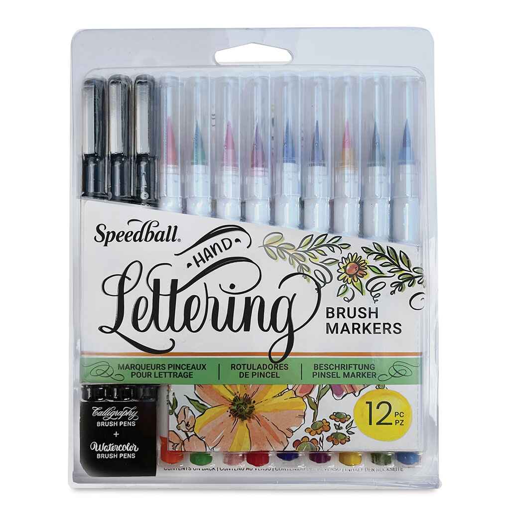 Hand Lettering Brush Markers, Set of 12