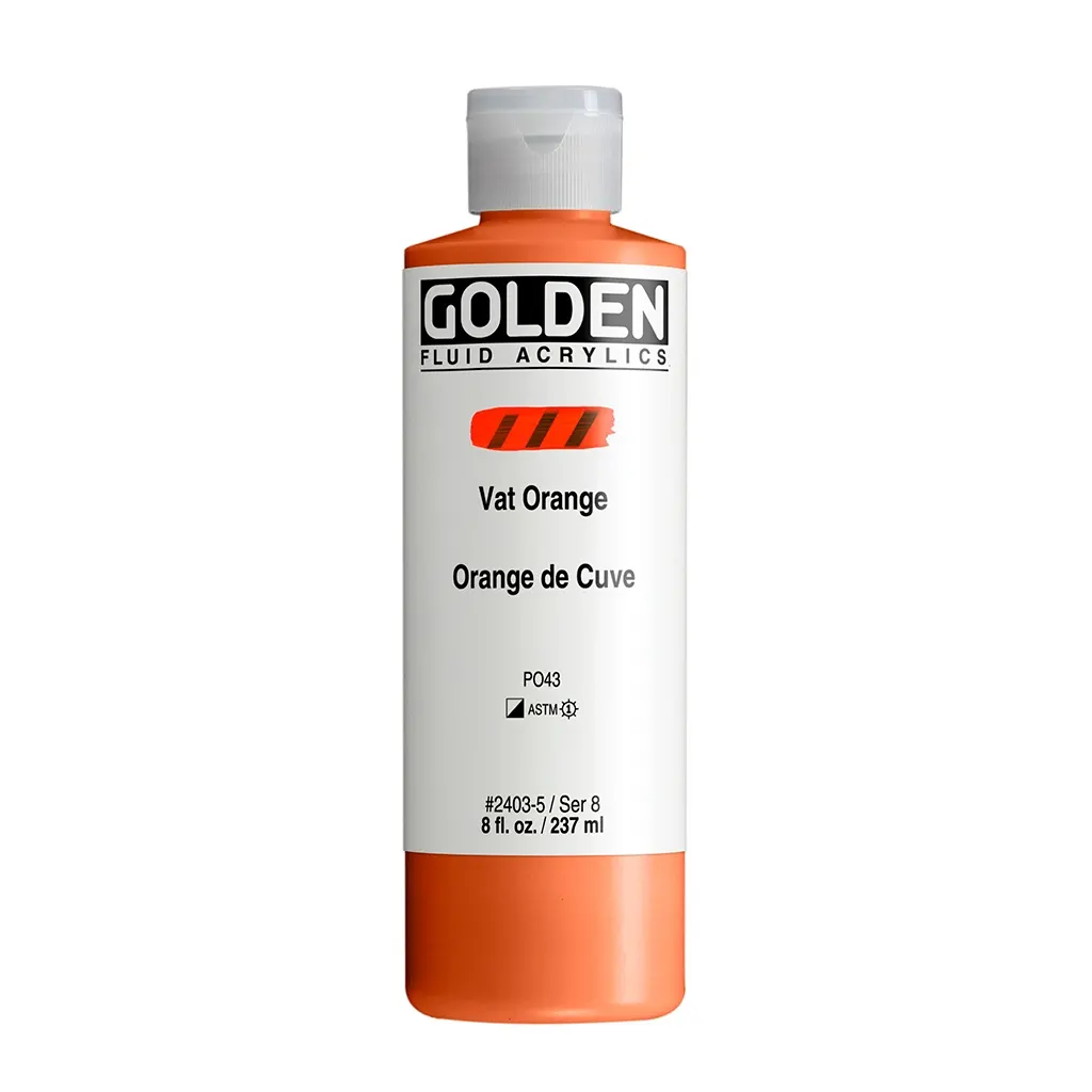 Fluid Acrylic Paint Vat Orange 8oz Cylinder