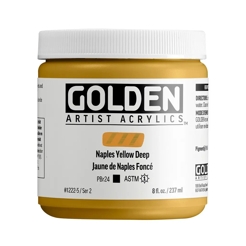Golden Heavy Body Acrylic 8oz Naples Yellow Deep S2