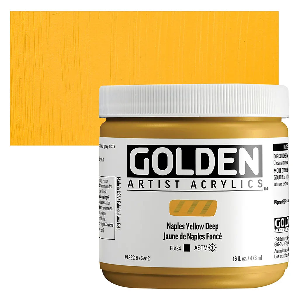 Golden Heavy Body Acrylic 16oz Naples Yellow Deep S2