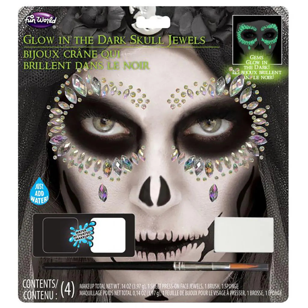 Glow in the Dark Face Jewels Skull