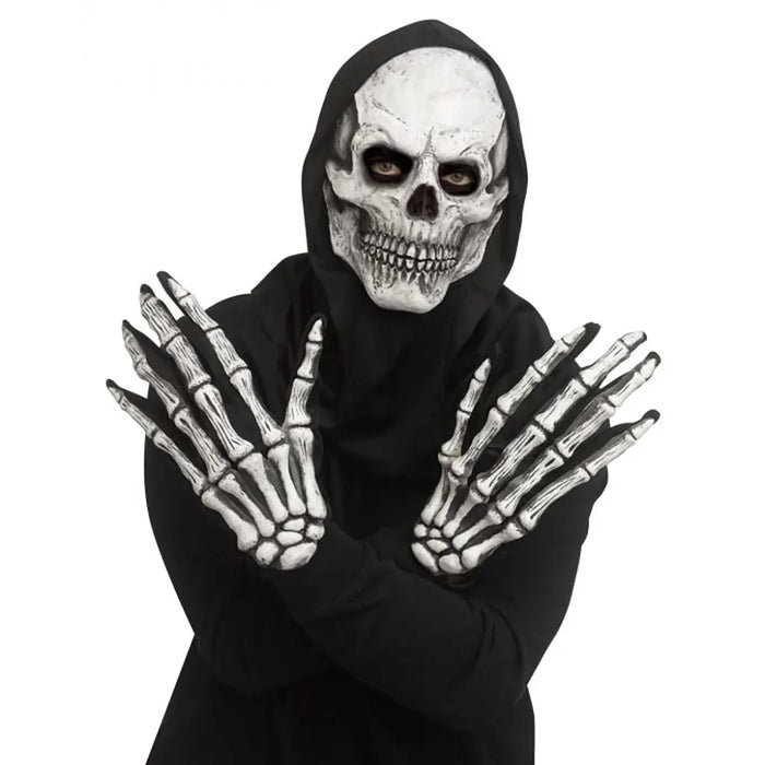 Skull Mask & Glove Set Grey