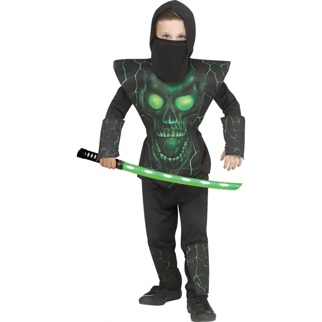 Demon Ninja Child Costume, Green Medium 8 to 10