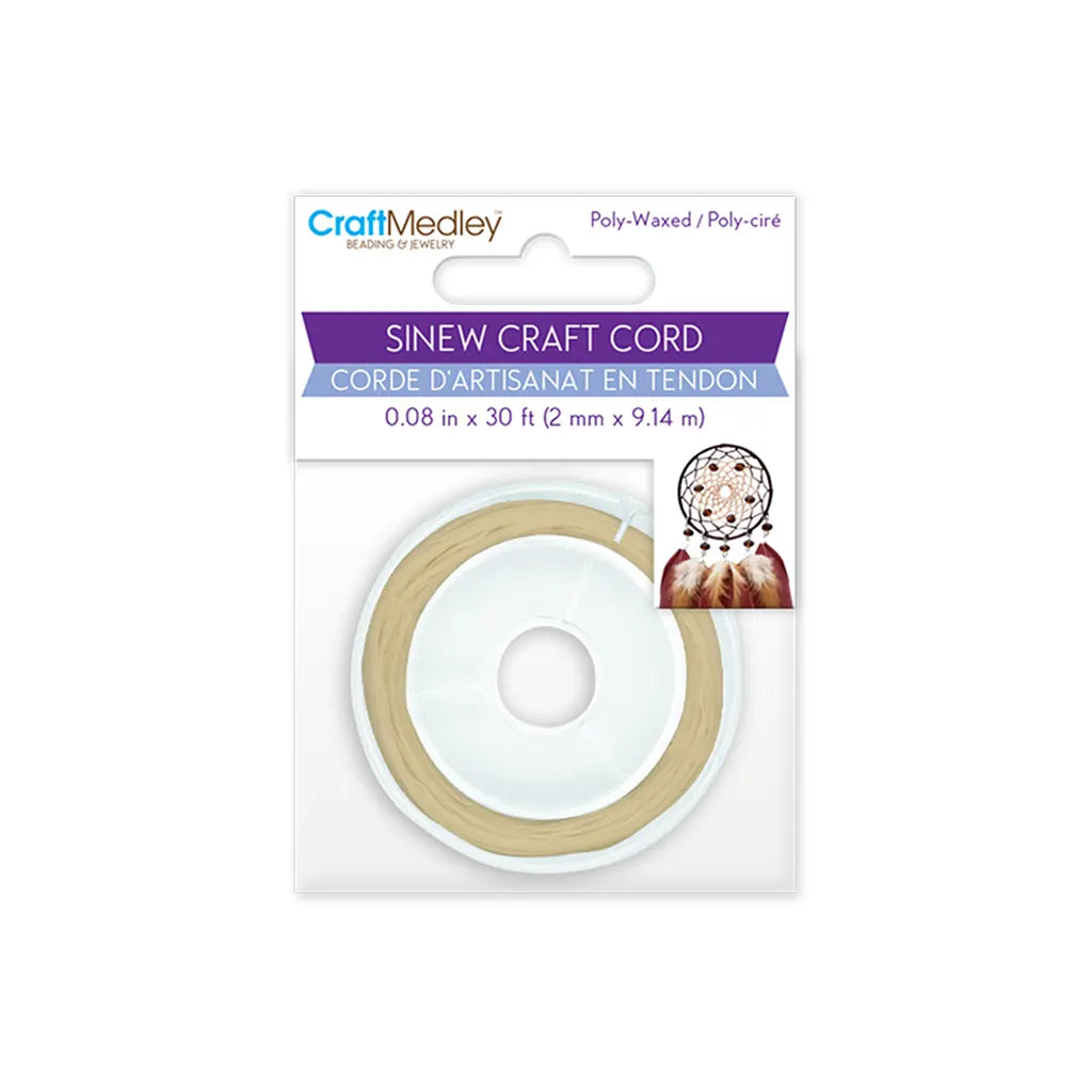 Jewelry/Craft Cord: 2mmx10yds Sinew Poly-Waxed  Sand
