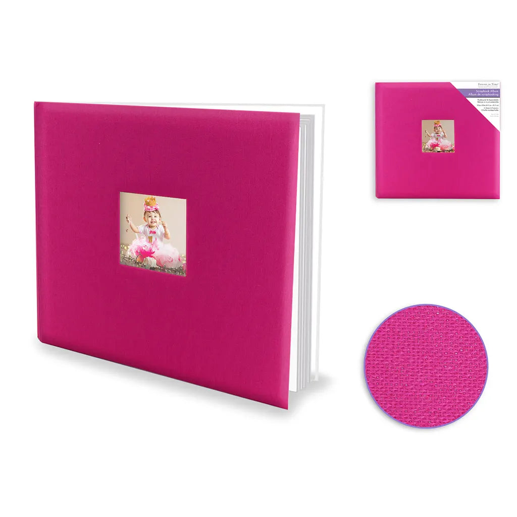 Scrapbook Album: 12"x12" PostBound w/10shts&amp;prot Fuchsia Linen