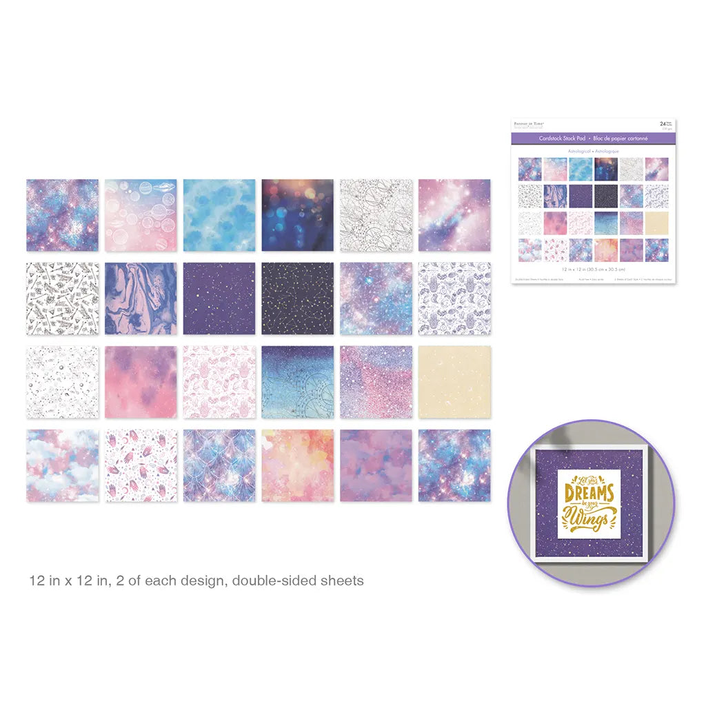 Cardstock: 12"x12" Themed Stack Pad x24 Double-Sided (24 Designs) 230GSM Astrological