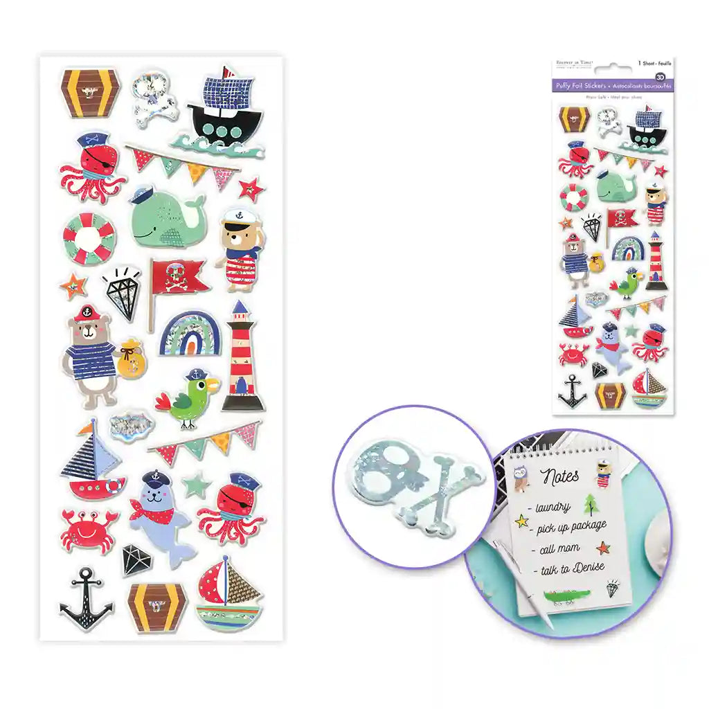 Paper Craft Sticker: 25cmx10cm 3D Puffy Foil Sea Pirate