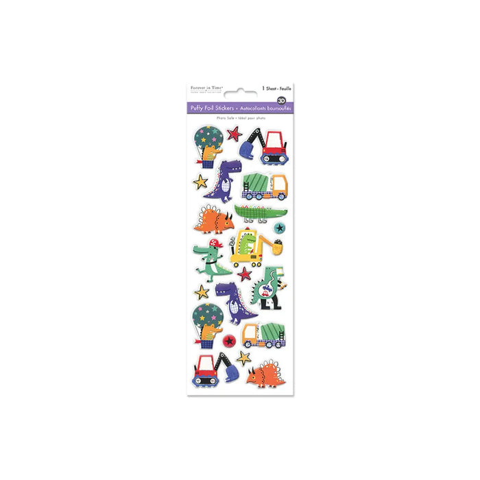 Paper Craft Sticker: 25cmx10cm 3D Puffy Foil Active Dino