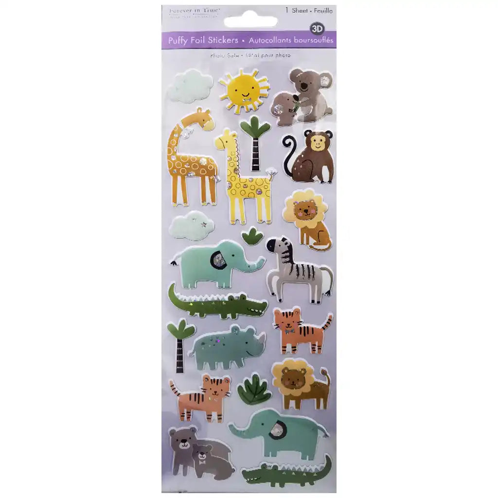 Paper Craft Sticker: 25cmx10cm 3D Puffy Foil Animal Fun