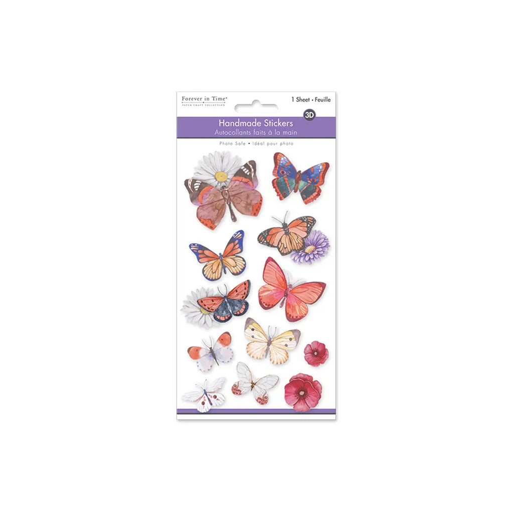 Handmade Sticker: 4.4"x7.5" 3D Themed Elements Butterflies