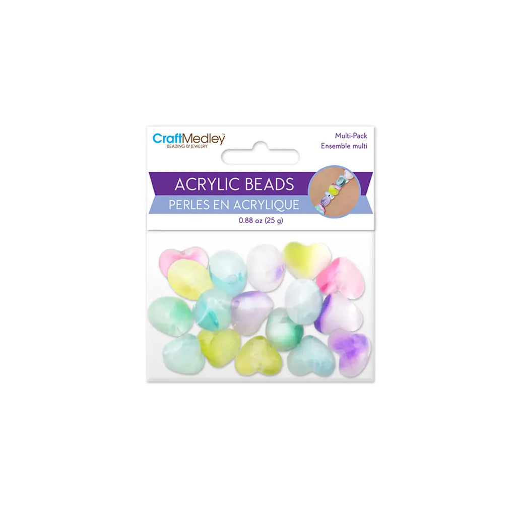 Acrylic Beads: 25g Frosted Marble Multi-Packs 17mm Heart
