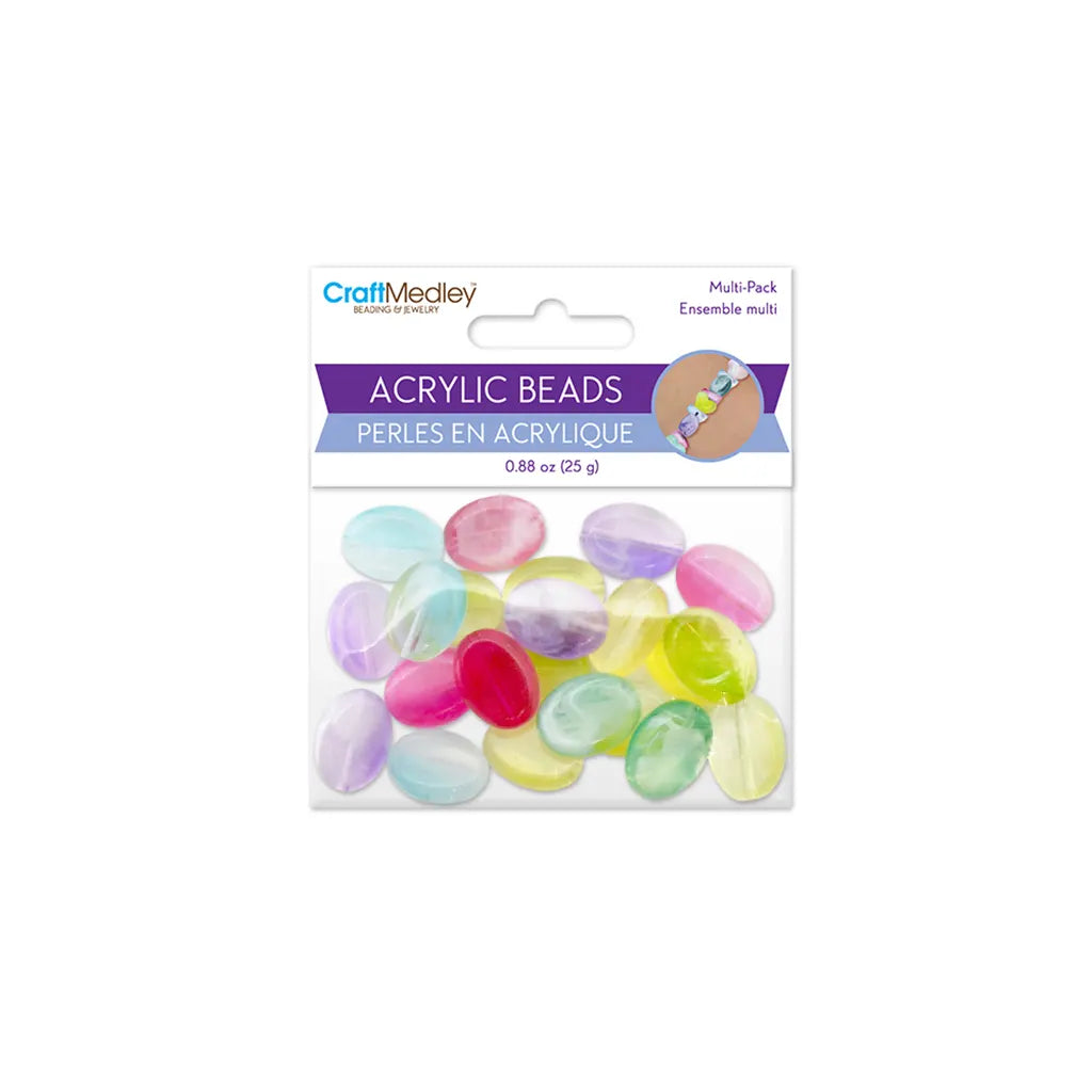 Acrylic Beads: 25g Frosted Marble Multi-Packs 17mm Oval