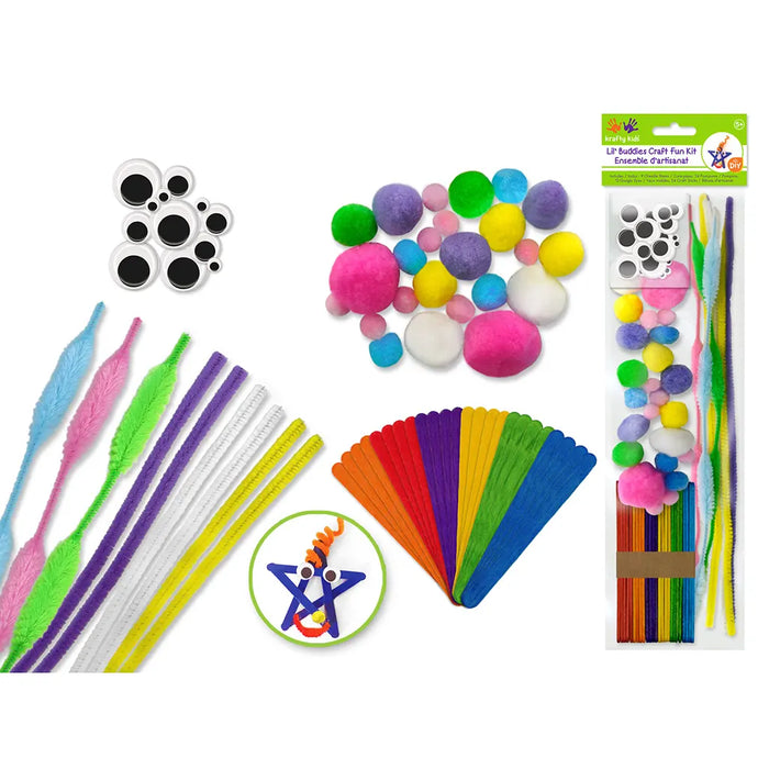 Krafty Kids Kit: DIY Creativity Kit Chenille/Poms/Eyes/Wood Sticks Pastel