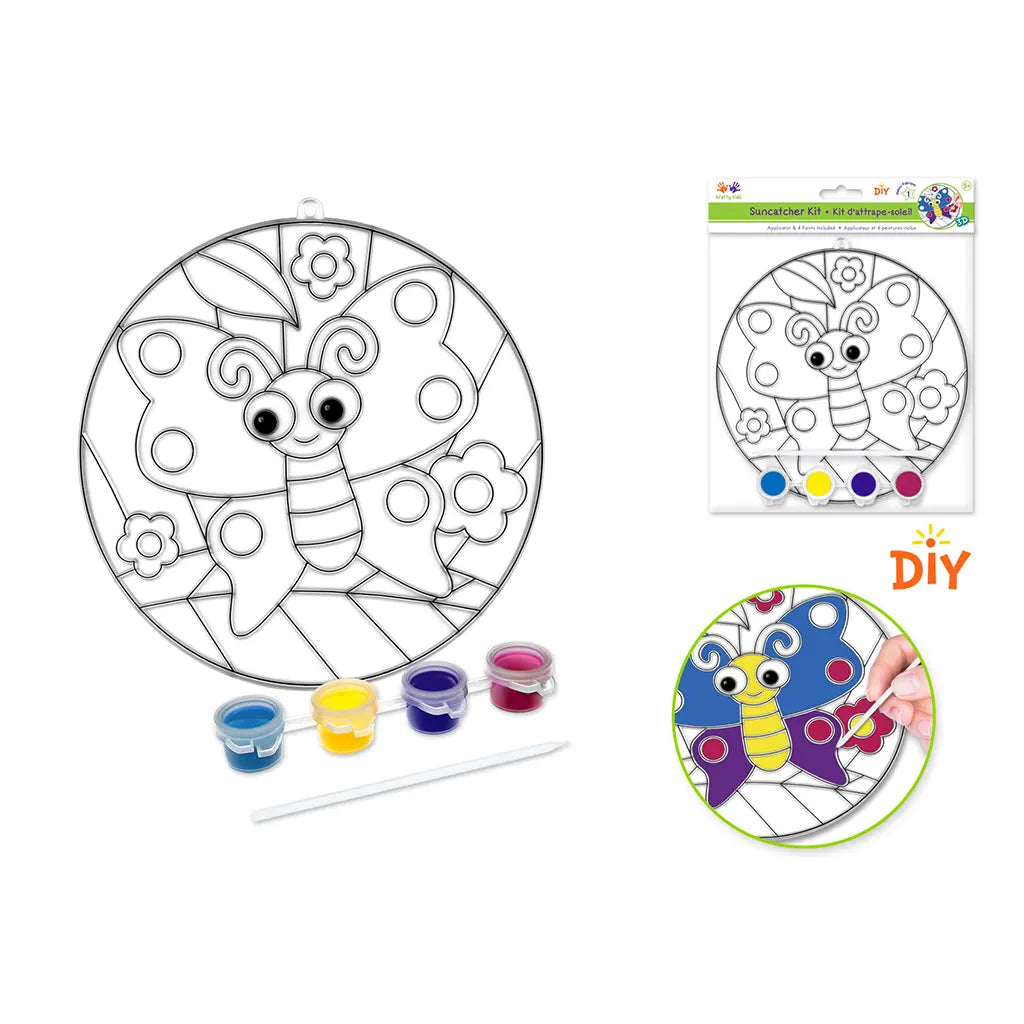 Krafty Kids Kit: 3D DIY 6.8" Suncatcher w/4 Paints&amp;Applicator Butterfly