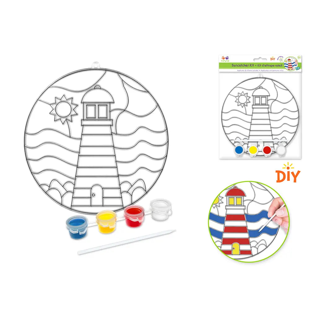 Krafty Kids Kit: 3D DIY 6.8" Suncatcher w/4 Paints&amp;Applicator Lighthouse