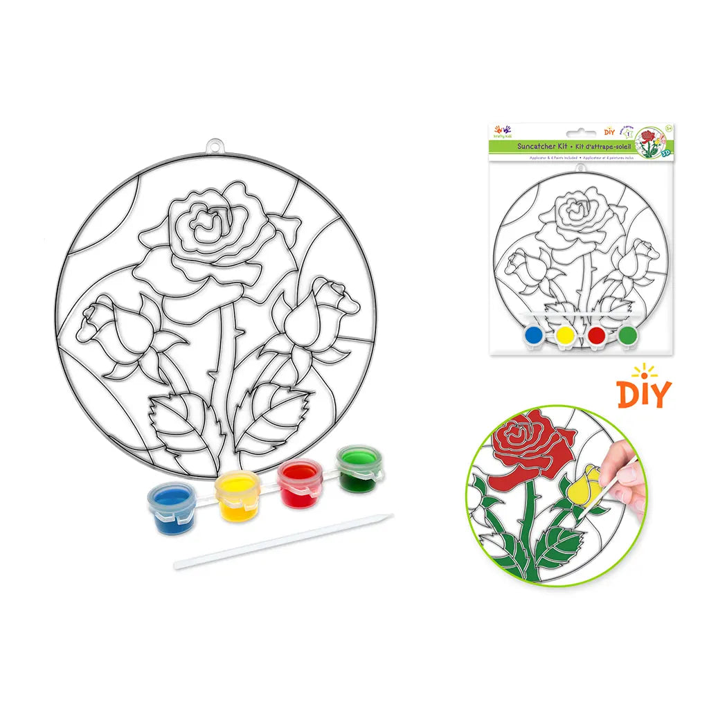 Krafty Kids Kit: 3D DIY 6.8" Suncatcher w/4 Paints&amp;Applicator Roses
