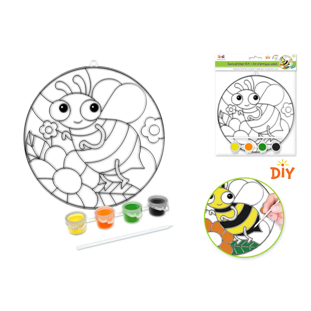 Krafty Kids Kit: 3D DIY 6.8" Suncatcher w/4 Paints&amp;Applicator Bee